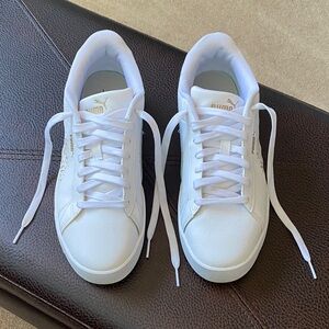 Puma Women's White and Gold Sneakers